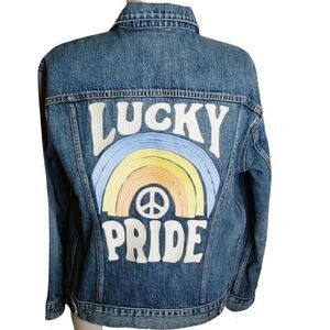 Lucky Brand Rainbow 🌈 Pride peace denim jacket
